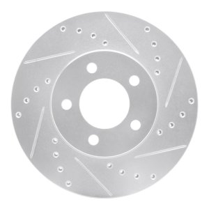 Ford Windstar Brake Rotor (1) - Front Right - R1 Concepts - Drilled and Slotted - Silver - `91-`00